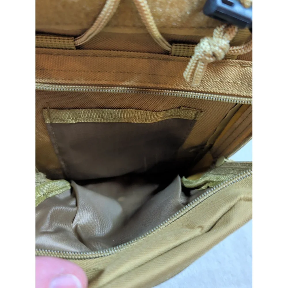 Khaki Tactical Sling Bag Canvas‎ MOLLE Shoulder Pack Crossbody Messenger Tan